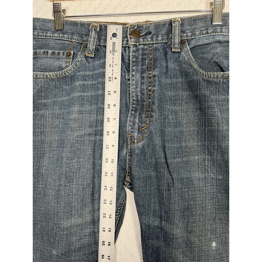 Levi's 505 Jeans Mens 36x29 Regular Fit Straight Leg Blue Denim Distressed - Picture 6 of 8